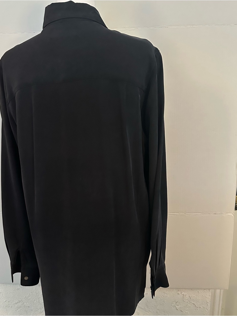 Black Long Sleeve 100% Silk Blouse - Picture 3 of 5